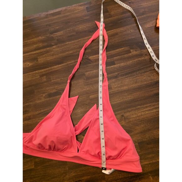 Amazon Essentials Bikini Top Hot Pink Size XL Halter Tie Neck NWT - Picture 3 of 5